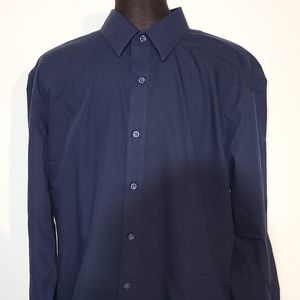 Untuckit Mens Blue Long Sleeve Casual Button Down Shirt Size Large 100% Cotton